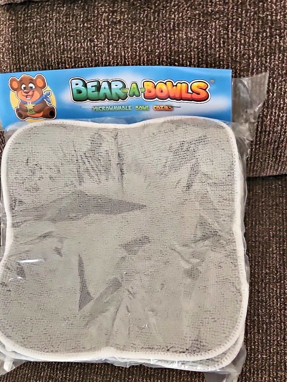 NWT Bear-A-Bowls Microwavable Bowl Cozies Set Gray. Set of 4